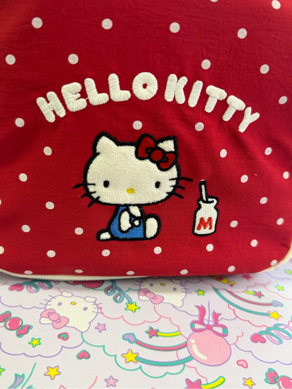 Hello Kitty Red Polka Dot Cosmetic Case with Cream Trim - Picture 6 of 8
